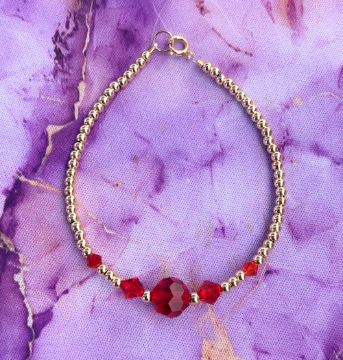 14k Gold July round  bracelet #1