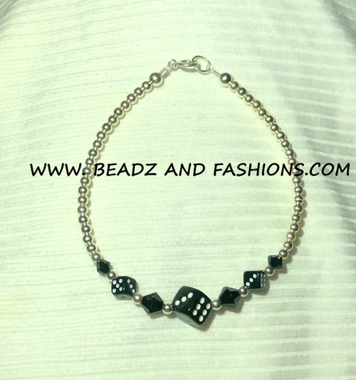 14k Gold Black Dice bracelet #6