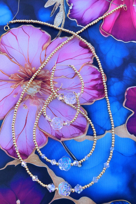 14k gold 3pc Rose clear set #1