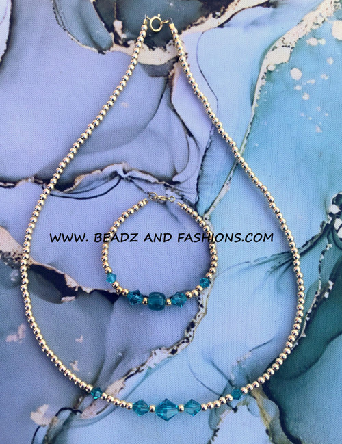 14k gold 2PC Any color crystal set #1B
