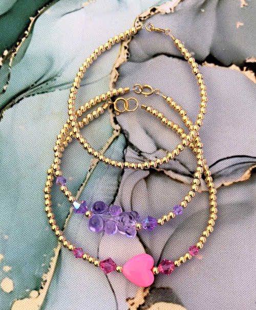14k gold 3pc mix bracelet stack set #27