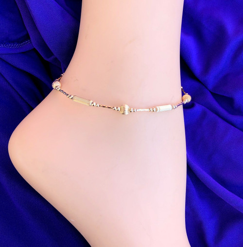 14k All gold tube Anklet #4