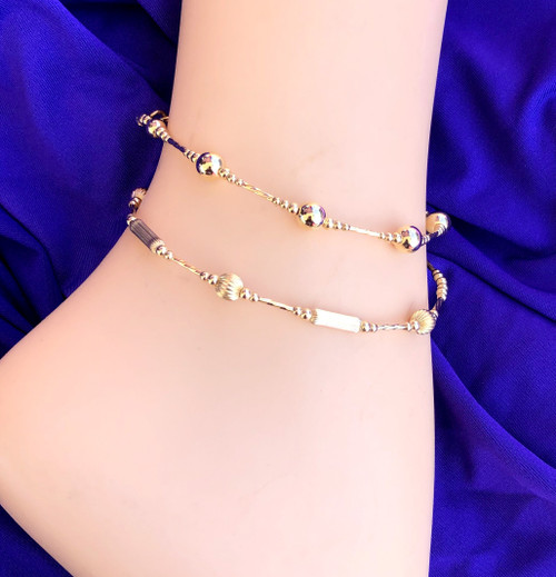 14k All gold 2PC STACK Anklet #2