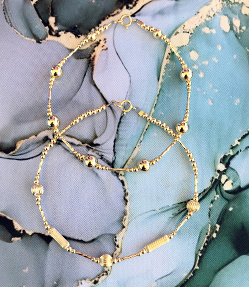 14k All gold 2PC STACK Anklet #2