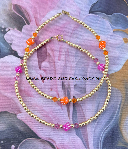 14k gold ANY COLOR dice Anklet #1