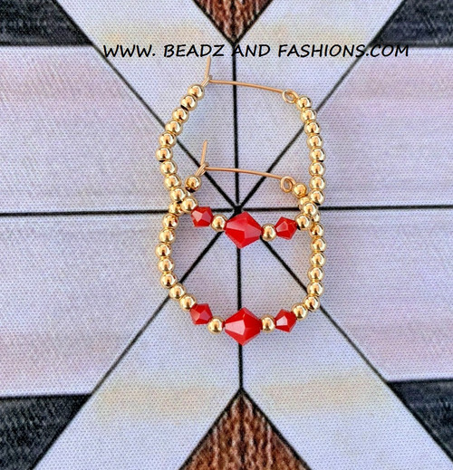 14k gold Medium CORAL RED earrings