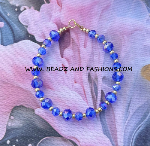 14k gold Blue RONDELLE bracelet #1