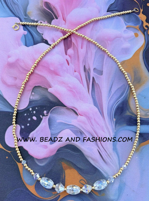 14k gold oval clear necklace #2