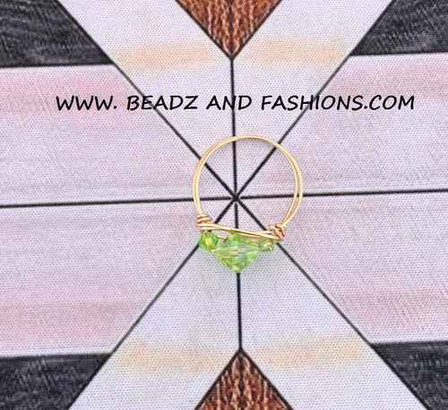 14k gold August crystal ring #3A