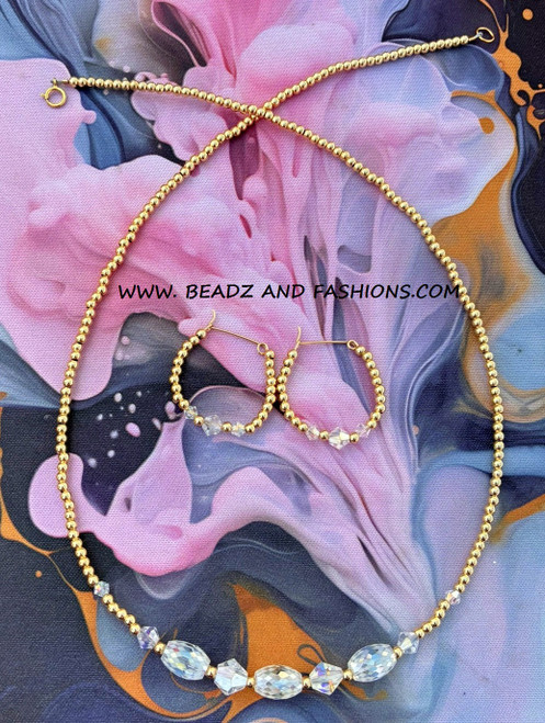14k gold  2pc clear OVAL set #2E
