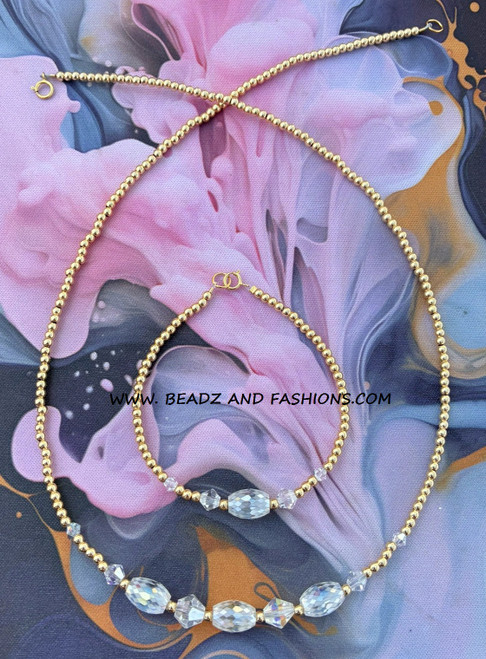 14k gold  2pc clear OVAL set #2B