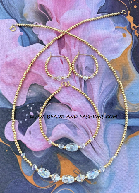 14k gold  3pc clear OVAL set #2