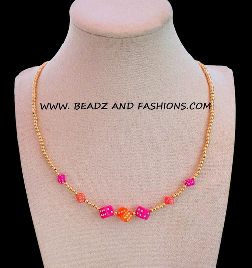 14k gold ANY COLOR dice necklace #1