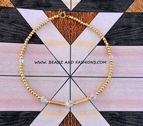 14k Gold Clear Tunnel Anklet #1