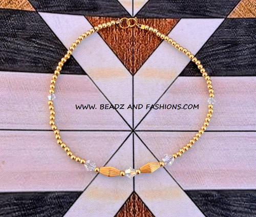 14k Gold ANY COLOR crystal & Torpedo Anklet #1