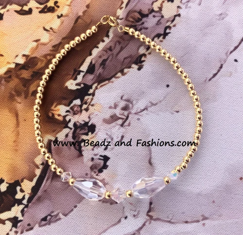 14k gold CLEAR teardrop bracelet #3