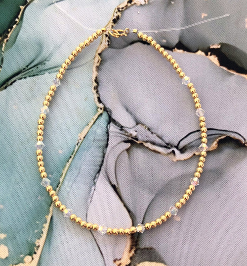 14k gold ANY COLOR Birthstone Anklet #6A
