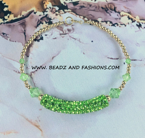 14k gold AUGUST pave bangle bracelet