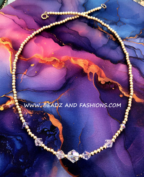 14k gold clear Necklace kids #2