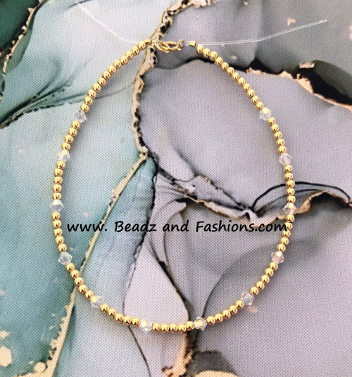 14k gold Clear Birthstone Anklet #6A