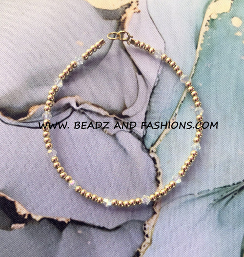 14k gold Clear Birthstone Anklet #6A