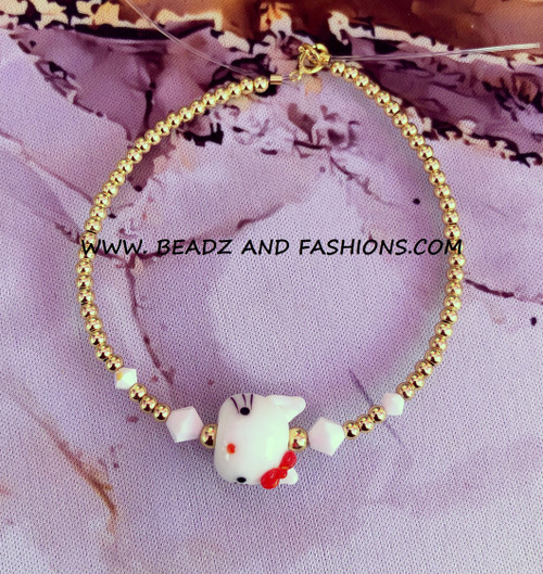 14k gold White KITTY bracelet #1