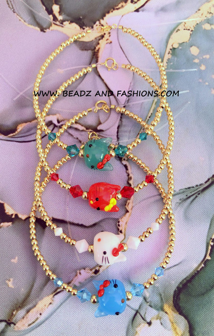 14k gold Any color KITTY bracelet #1