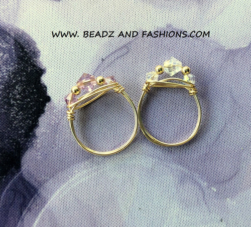 14k gold ANY COLOR crystal ring #3b