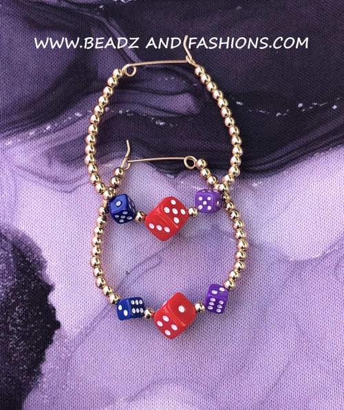 14k gold ANY SIZE Rainbow dice earring #6
