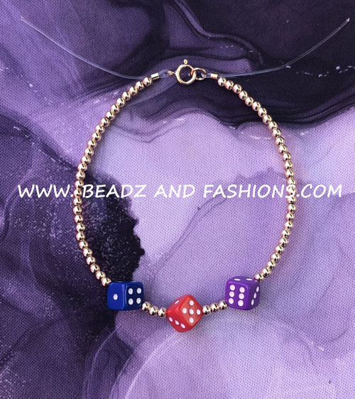 14k Gold Rainbow dice bracelet #6