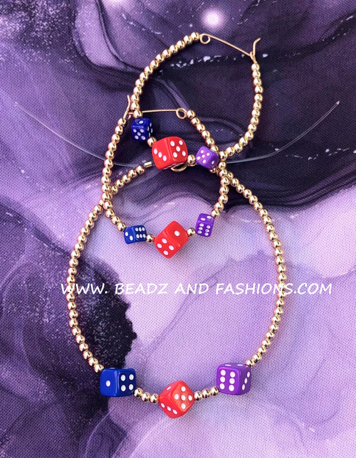 14k gold 2pc Rainbow dice set #6