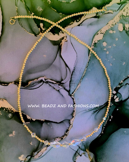 14k gold TEARDROP clear necklace #1
