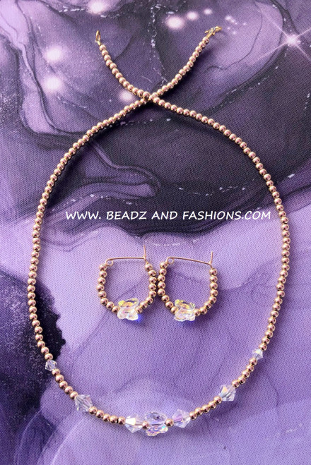 14k gold 2PC Clear Butterfly set kids #1e