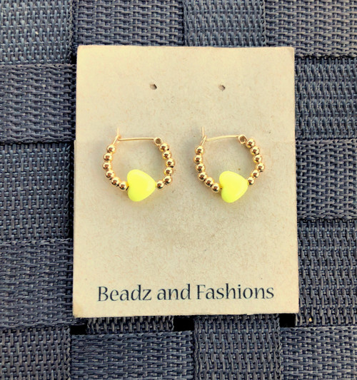 14k gold filled yellow heart hoop earrings