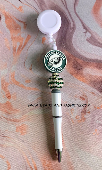 Eagles Beadable badge reel & pen #1