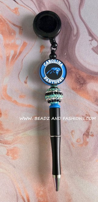 Panthers Beadable badge reel & pen #1