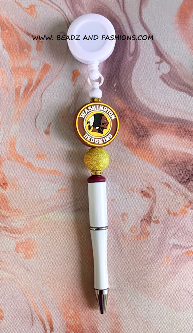 Redskins Beadable badge reel & pen #2
