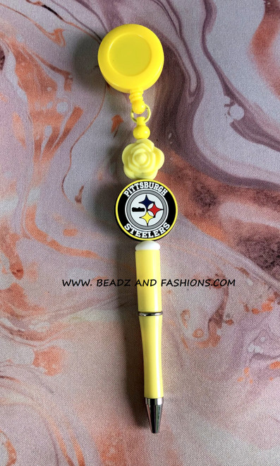 Steelers Beadable badge reel & pen #1