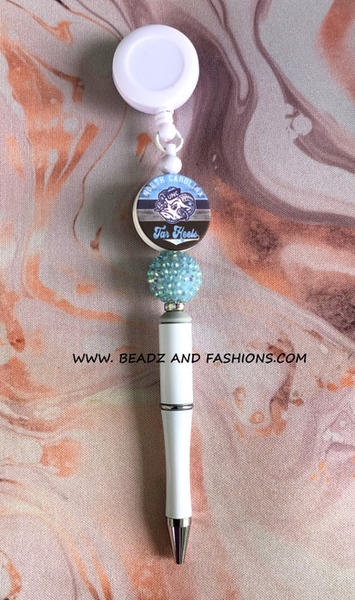 Tar Heels Beadable badge reel & pen #1