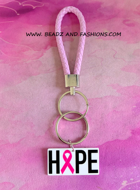 Breast cancer Leather keychain #4a