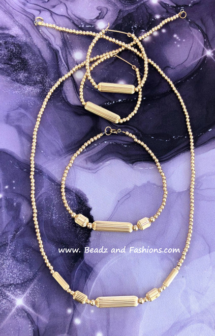 14kt Gold 3pc Corrugated tube set #5