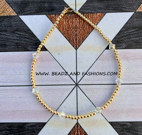 14k gold CLEAR birthstone Anklet