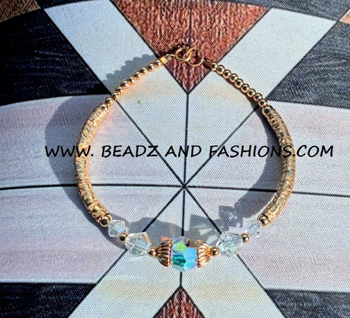 14k gold round bell cap medium bangle