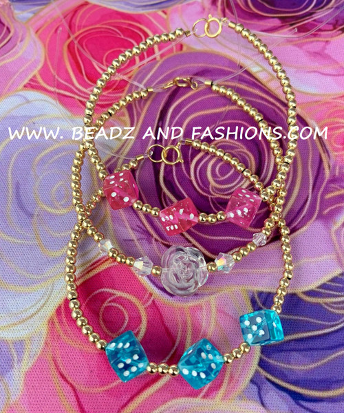 14k gold 3pc stack MIX set bracelet #5