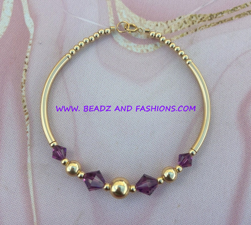 14k gold ANY COLOR crystal skinny bangle #4