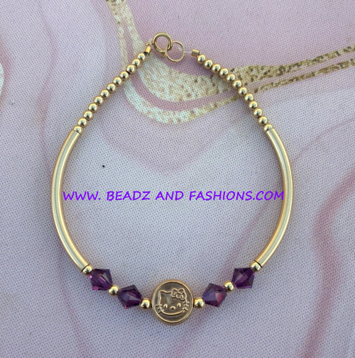 14k gold ANY COLOR Kitty skinny bangle #1