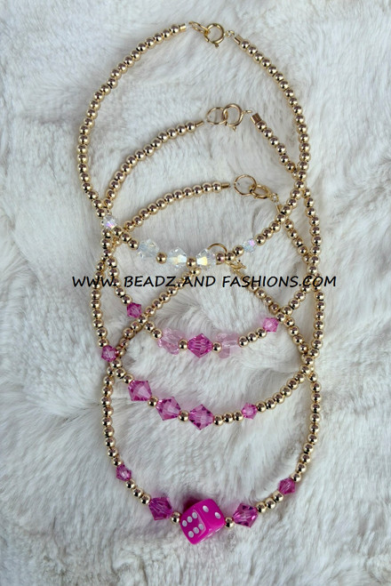 14k gold 4pc Mix stack bracelet set #5