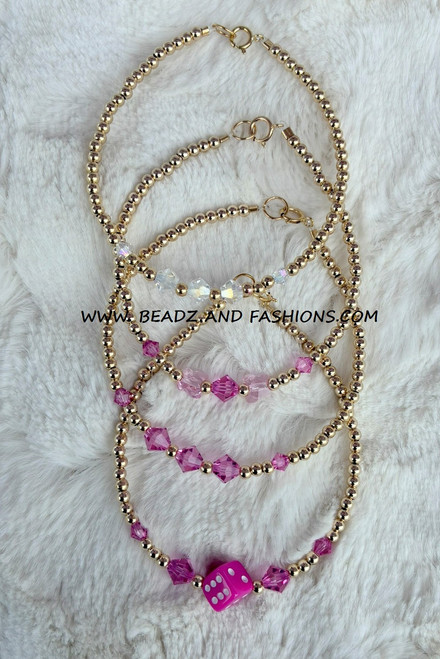 14k gold 4pc Mix stack bracelet set #5a