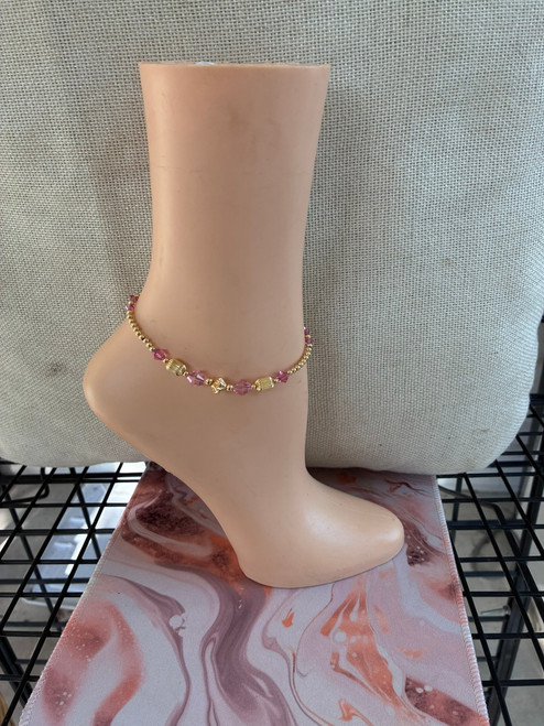 14k ANY COLOR Nugget & tube Anklet #1a