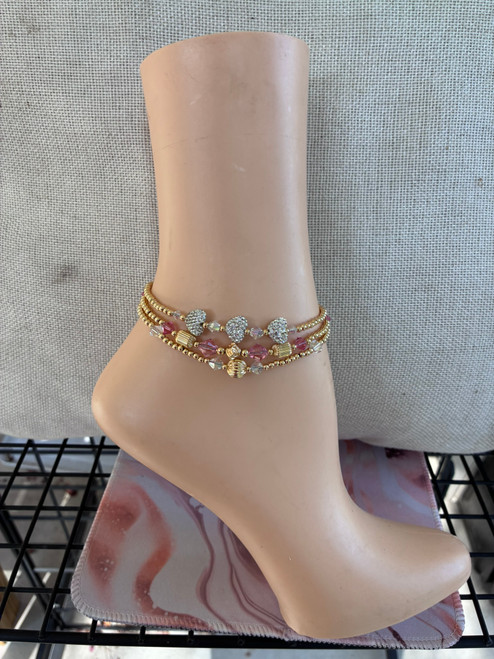 14k gold 3PC Mix STACK Anklet set #2